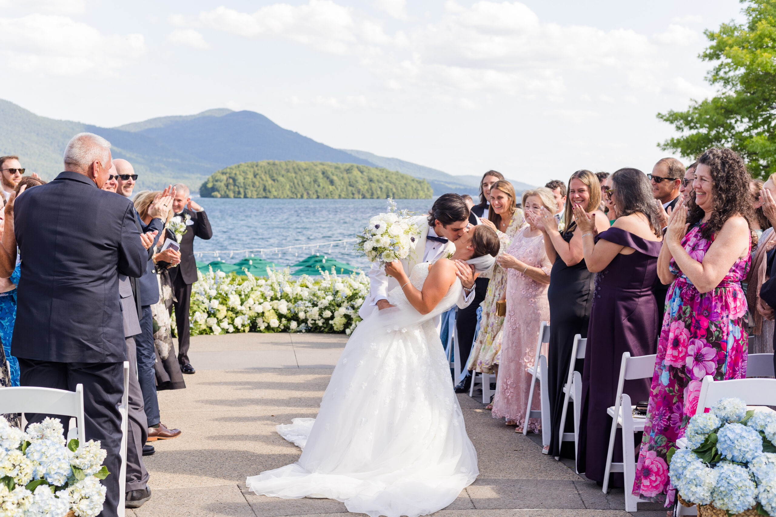 Lakeside wedding ceremony on Lake George NY