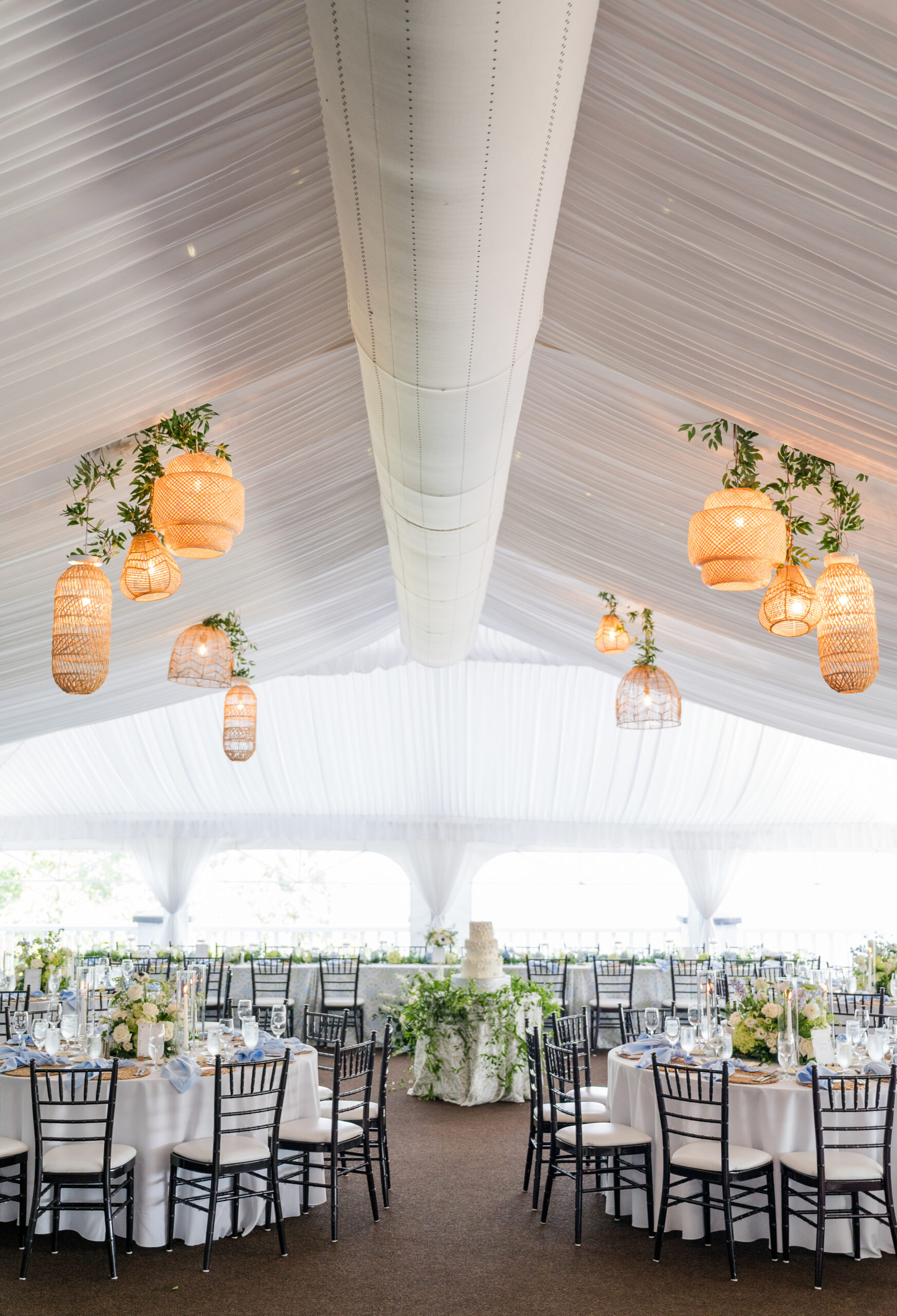 coastal inspired wedding details in blue and white at the historic Sagamore resort in Bolton Landing ny